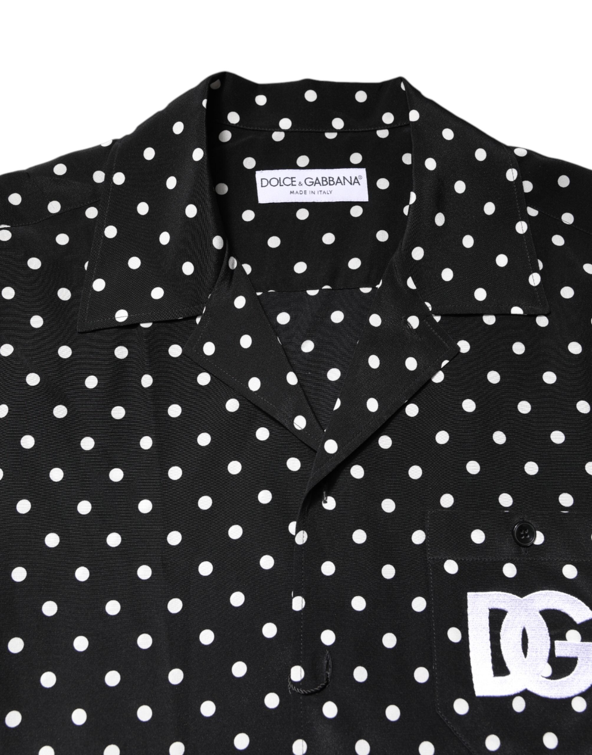 Dolce & Gabbana Black Polka Dot Short Sleeve Shirt Casual Shirt